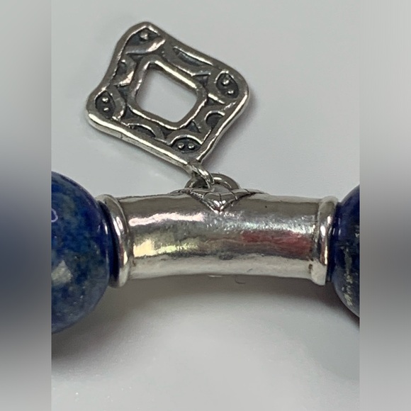Silpada Vintage Sterling Silver & Lapis Lazuli CONFECTION Stretch Bracelet - Picture 9 of 13